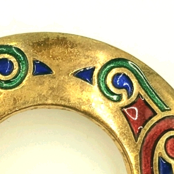 60's Copper Enamel Guilloche Brooch - Picture 3 of 14